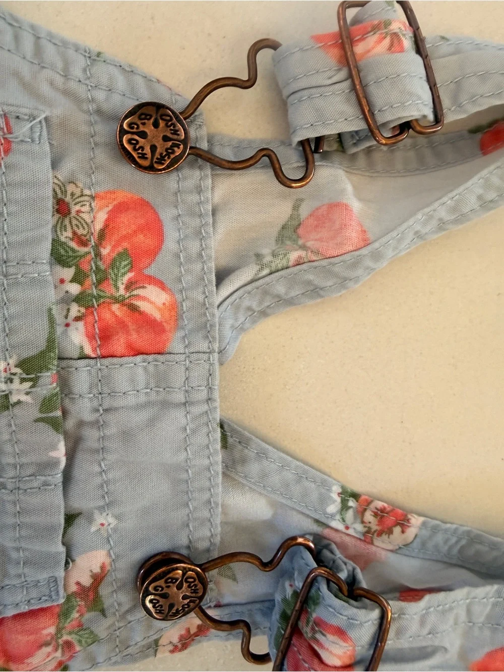 OshKosh B'gosh Light Blue Peach Print Shortall